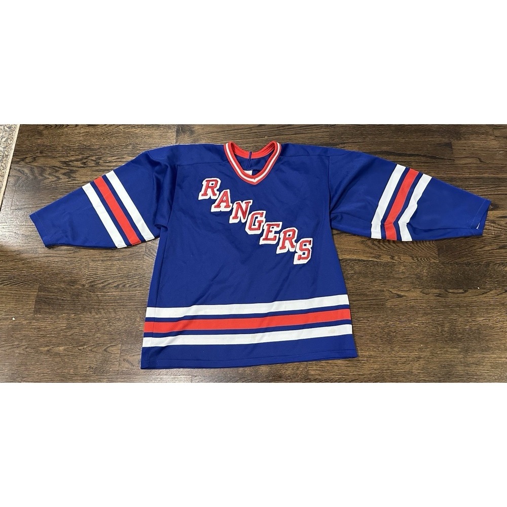 CCM Vintage New York Rangers Hockey Jersey Large BlueNHL Sewn USA 90s